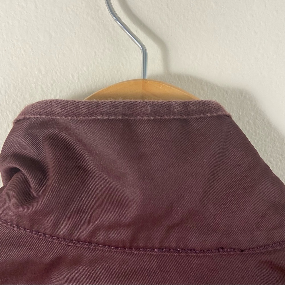 J. Crew Downtown Field Jacket Burgundy Wax Cotton Snap Buttons Sz PM - Picture 10 of 11